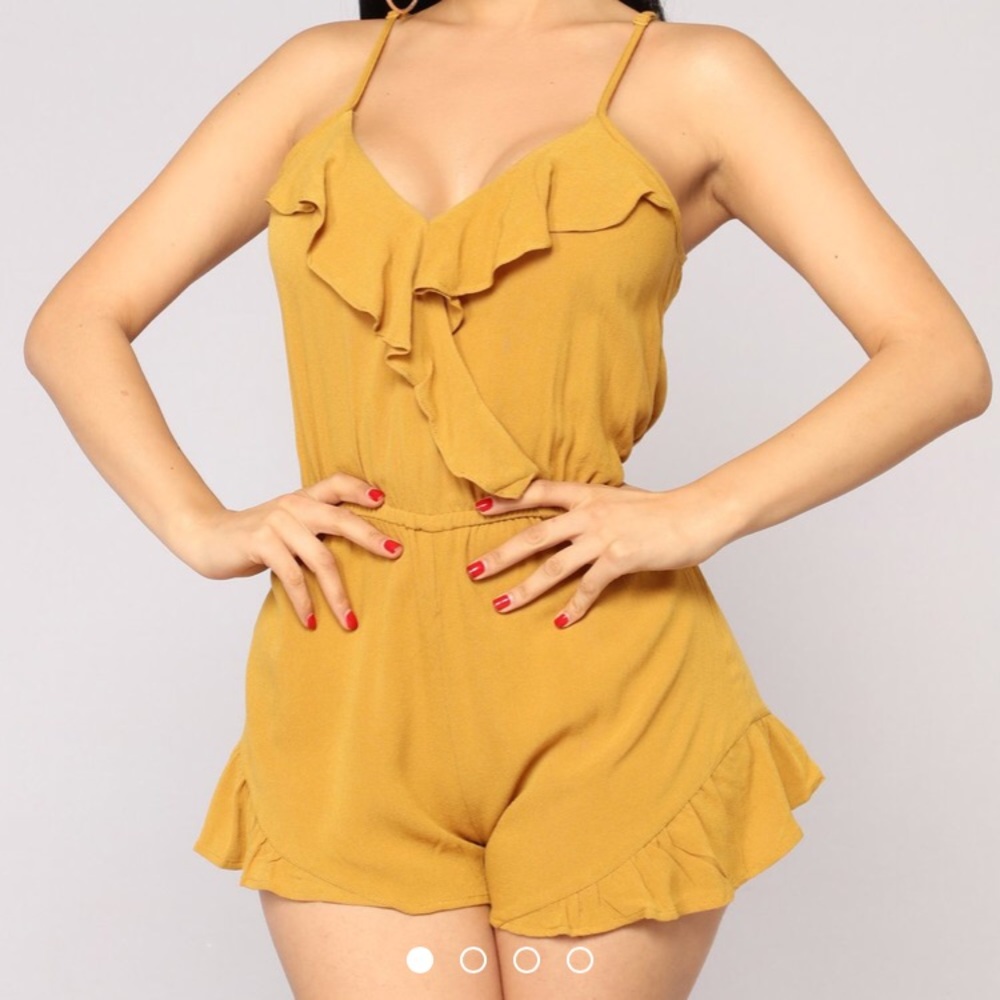 Mustard Yellow flowy ruffle romper